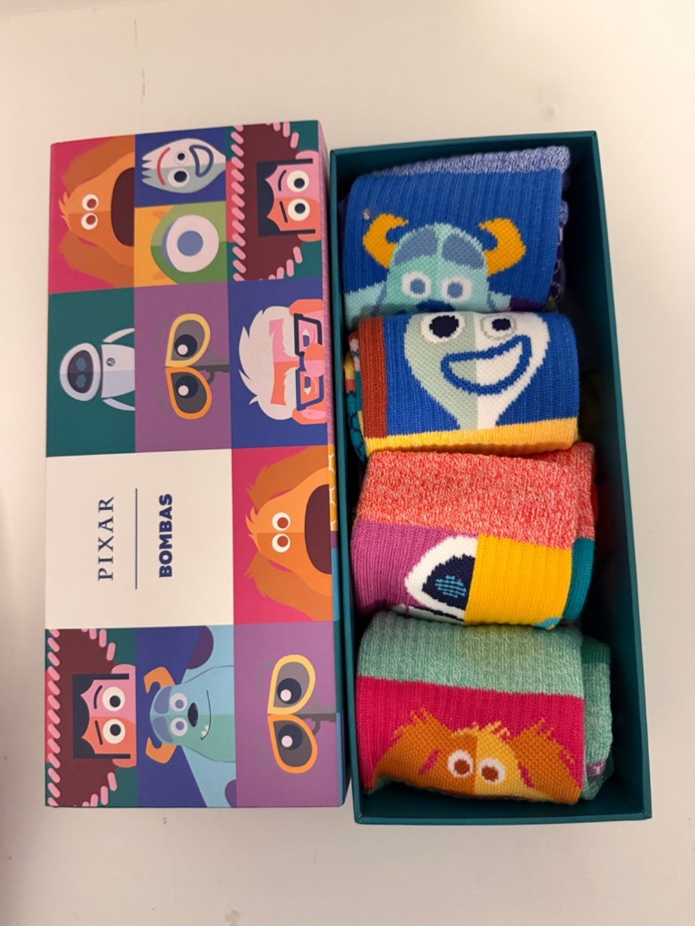 NWT Pixar+Bombas Youth 4-pair Sock Gift Set- Up, Toy Story, Monsters Inc, Wall-E